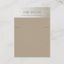 ELEGANT FAUX SILVER RUSTIC KRAFT NECKLACE DISPLAY BUSINESS CARD