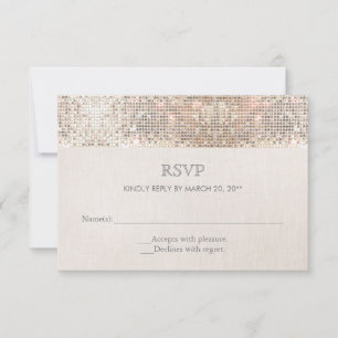 Elegant Faux Silver Sequins Beige Look RSVP 2 Card