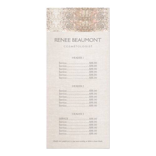 Elegant Faux Silver Sequins Salon Price List Menu