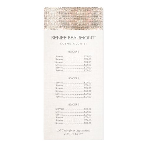 Elegant Faux Silver Sequins Salon Price List Menu