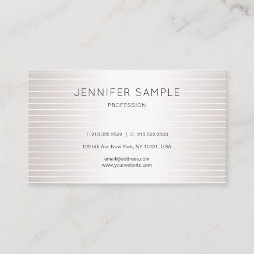 Elegant Faux Silver Shiny Modern Plain Luxury Chic Business Card