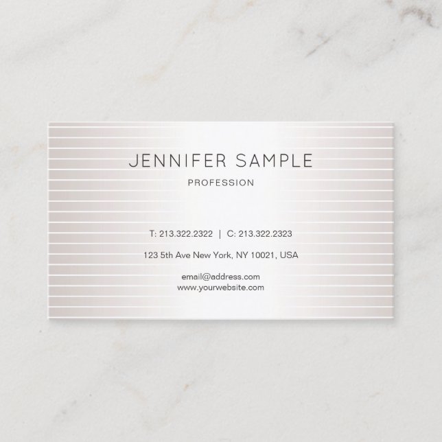 Elegant Faux Silver Shiny Modern Plain Luxury Chic Business Card (Front)