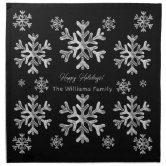 12 Christmas Snowflake Cloth Napkin Set White Silver Shimmer Gray