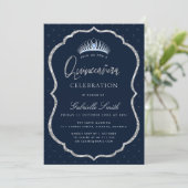 Elegant faux silver tiara Quinceanera invitation (Standing Front)