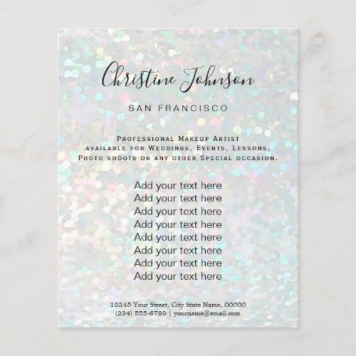 elegant faux sparkle effect beauty salon flyer