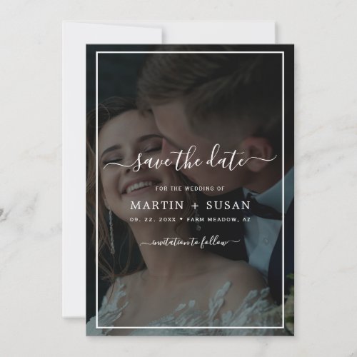 Elegant Faux Vellum Effect Overlay Photo Wedding Save The Date