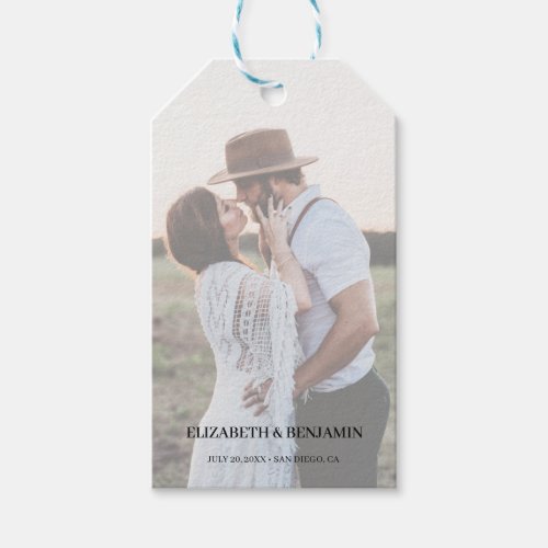 Elegant Faux Vellum Effect Photo Save The Date Gift Tags