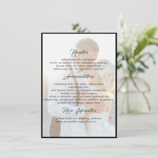 Elegant Faux Vellum Overlay Photo Accommodations E Enclosure Card (Standing Front)