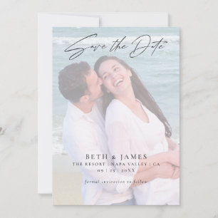 Elegant Faux Vellum Photo Beach Wedding Save The Date