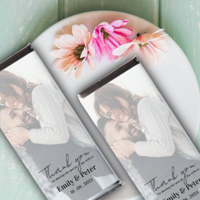 Elegant Faux Vellum Photo Cute Wedding Thank You Hershey Bar Favors (Creator Uploaded)