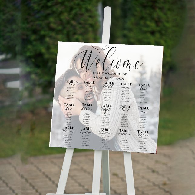 Elegant Faux Vellum Photo Wedding Seating Chart  Faux Canvas Print (Elegant Faux Vellum Photo Wedding Seating Chart Faux Canvas Print)