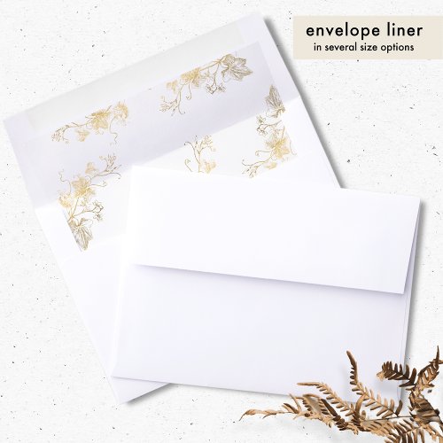 Elegant Faux White and Gold Gilded Floral Wedding  Envelope Liner