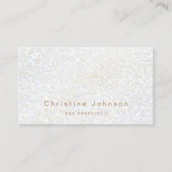 Elegant Faux White Glitter Effect Business Card by amoredesign at Zazzle