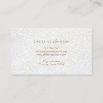 elegant faux white glitter effect business card | Zazzle