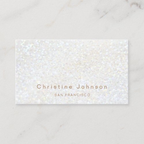 elegant faux white glitter effect business card