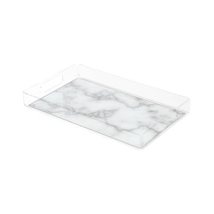 Elegant Faux White Marble Acrylic Tray