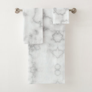 Elegant Faux White Marble Bath Towel Set