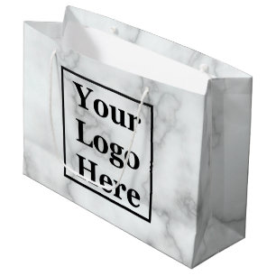 Elegant Faux White Marble Business Logo Template Large Gift Bag
