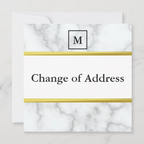 Elegant Faux White Marble Change of Address Announcement