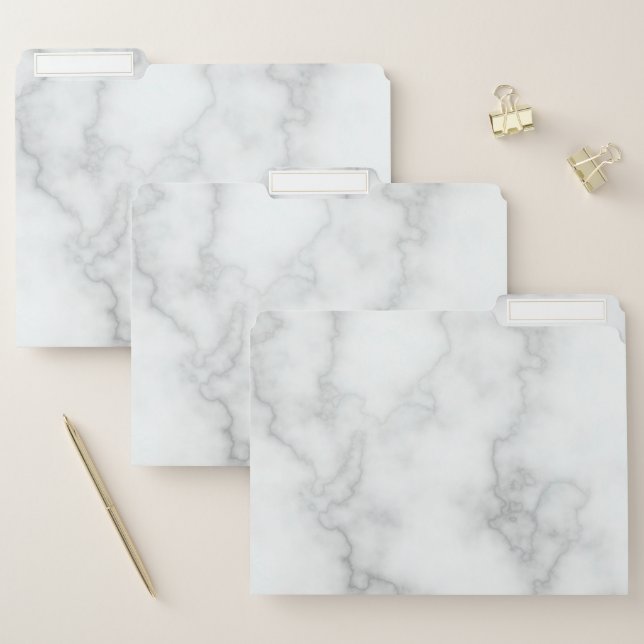Elegant Faux White Marble File Folder (Set)