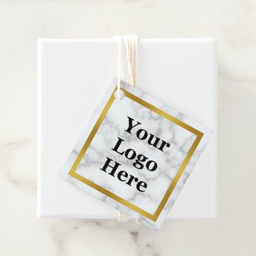 Elegant Faux White Marble  Gold Your Logo Here Favor Tags