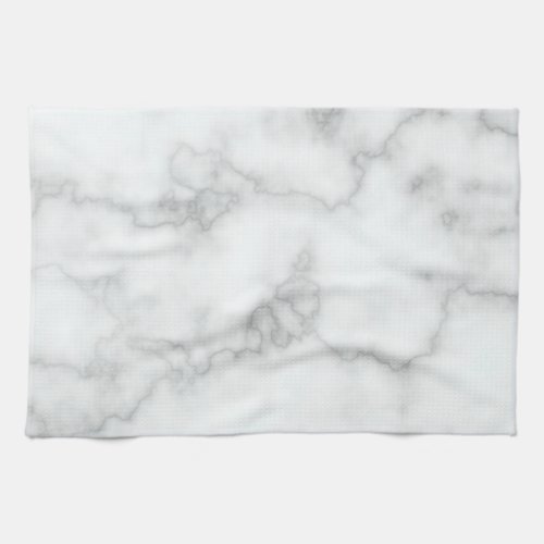 Elegant Faux White Marble Kitchen Towel