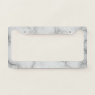 Elegant Faux White Marble License Plate Frame