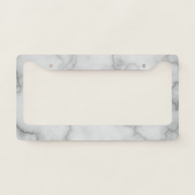 Elegant Faux White Marble License Plate Frame (Front)