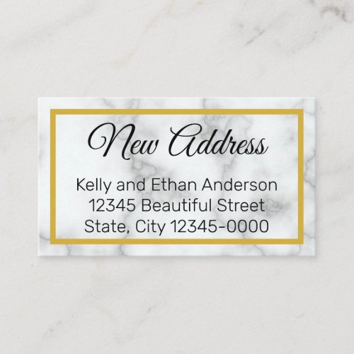 Elegant Faux White Marble New Address Enclosure Card