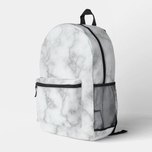 Elegant Faux White Marble Printed Backpack