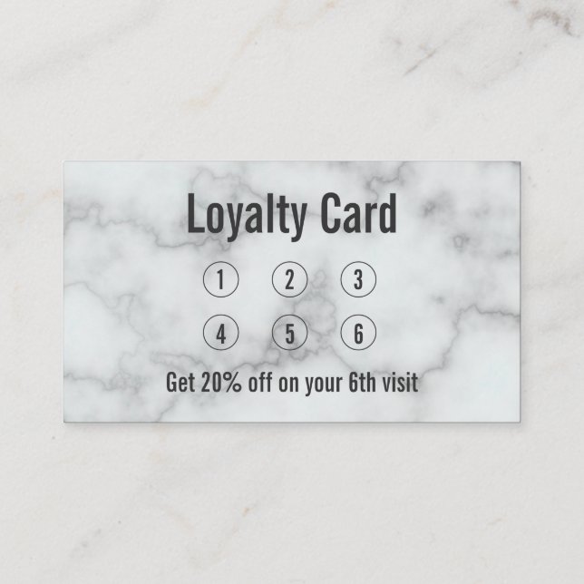Elegant Faux White Marble Salon Loyalty Card (Back)