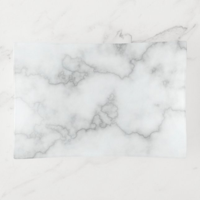 Elegant Faux White Marble Trinket Tray (Front)