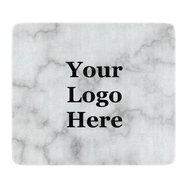 Elegant Faux White Marble Your Business Logo Here Cutting Board (Front)