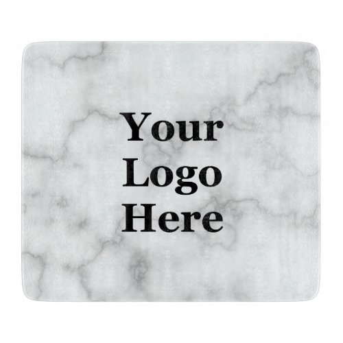 Elegant Faux White Marble Your Logo Here Cutting Board