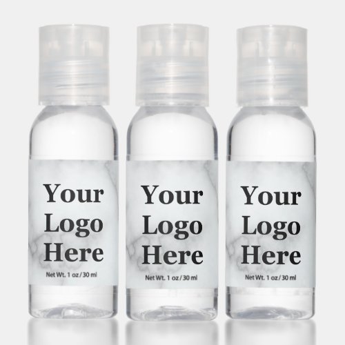 Elegant Faux White Marble Your Logo Here Hand Sanitizer