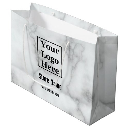 Elegant Faux White Marble Your Logo Here Large Gift Bag