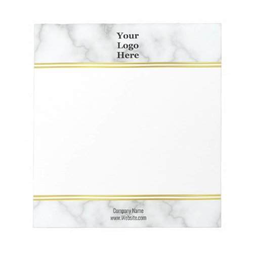 Elegant Faux White Marble Your Logo Here Notepad