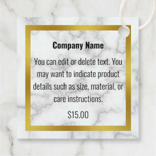 Elegant Faux White Marble Your Logo Here Price Tag