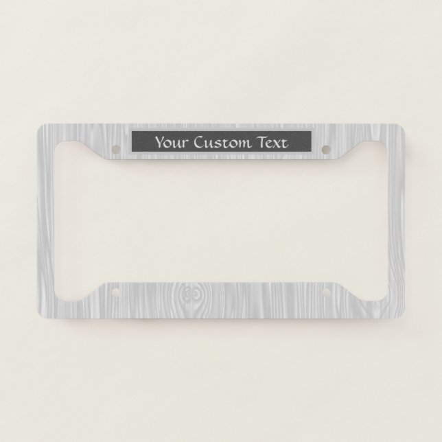 Elegant Faux White Wood Custom Unique License Plate Frame (Front)