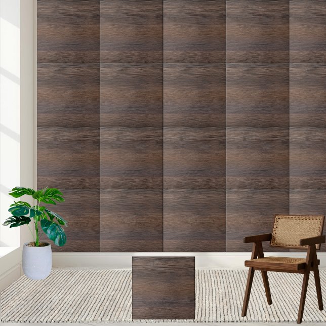 Elegant Faux Wood |   Dark Brown Wood Grain Ceramic Tile (Elegant Faux Wood | Dark Brown Wood Grain Ceramic Tile)