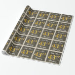 [ Thumbnail: Elegant, Faux Wood, Faux Gold 43rd Birthday + Name Wrapping Paper ]