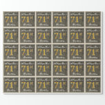 [ Thumbnail: Elegant, Faux Wood, Faux Gold 71st Birthday + Name Wrapping Paper ]