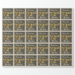 [ Thumbnail: Elegant, Faux Wood, Faux Gold 72nd Birthday + Name Wrapping Paper ]