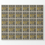 [ Thumbnail: Elegant, Faux Wood, Faux Gold 83rd Birthday + Name Wrapping Paper ]