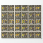 [ Thumbnail: Elegant, Faux Wood, Faux Gold 89th Birthday + Name Wrapping Paper ]
