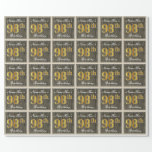 [ Thumbnail: Elegant, Faux Wood, Faux Gold 98th Birthday + Name Wrapping Paper ]