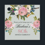 Elegant Favor Tag Floral 80th Birthday<br><div class="desc">End this special 80th birthday celebration in a elegant style with this beautifully hand painted favor tag with colorful yet gentle flowers -- leading with blush pink and greenery, yet adding interesting other touches of color. The text can be personalized for your party including the guest of honor's age. If...</div>