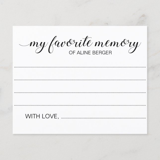 Elegant Favorite Memory of Loved One Funeral Card (Front)