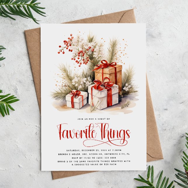 Elegant 'Favorite Things' Gift Exchange Christams Invitation (Creator Uploaded)