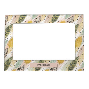 Elegant Feather & Abstract Brushstroke Seamless Magnetic Frame